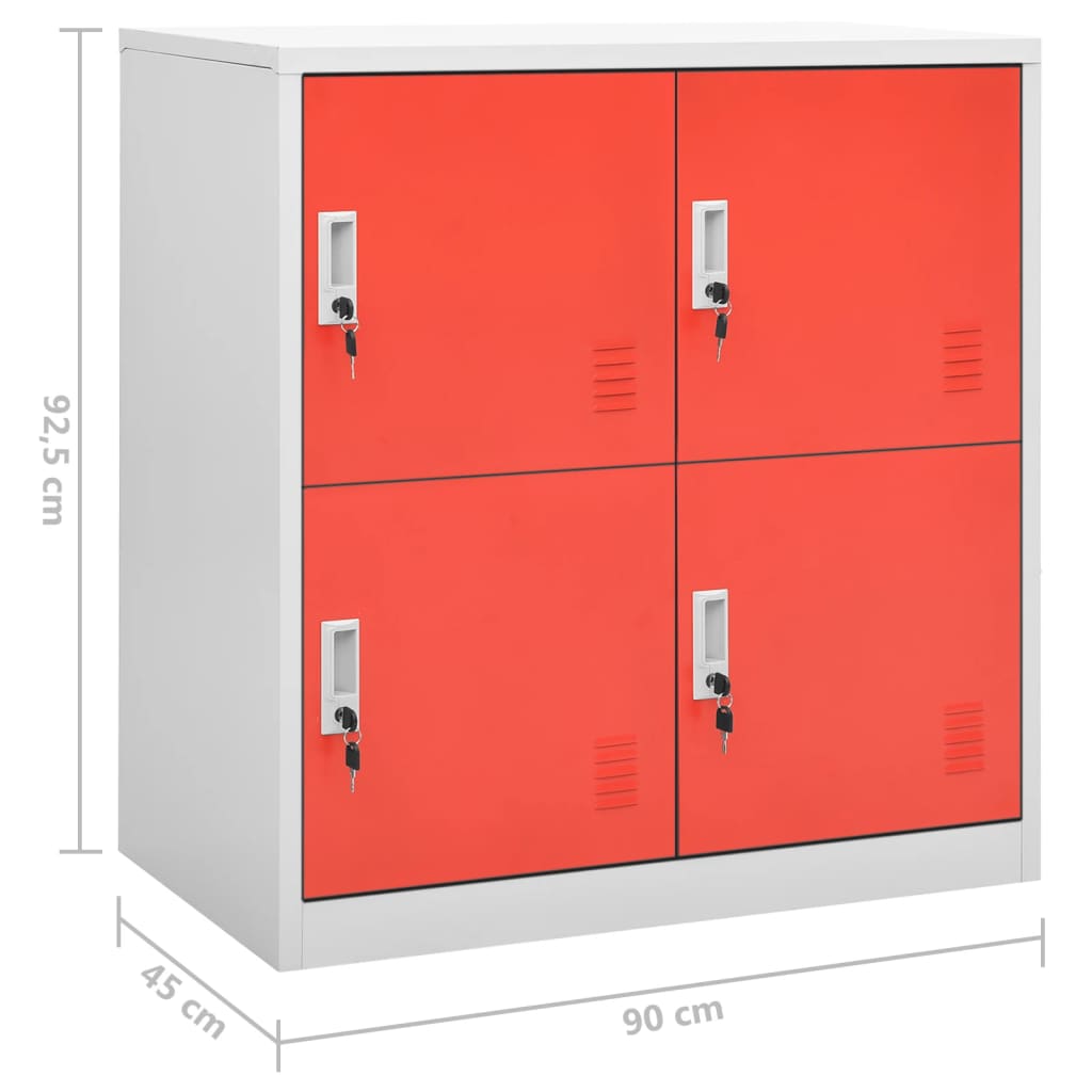 Locker Cabinets 5 pcs Light Grey and Red 90x45x92.5 cm Steel