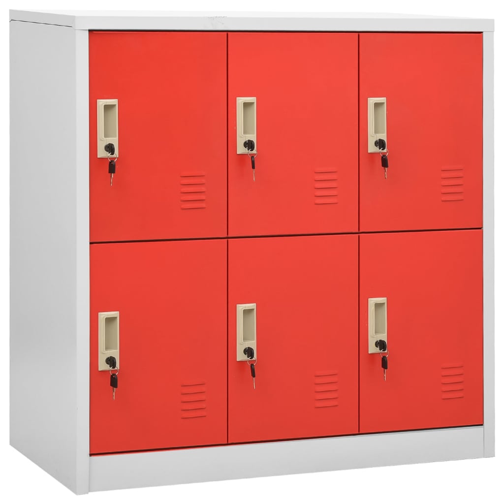 vidaXL Locker Cabinets 5 pcs Light Grey and Red 90x45x92.5 cm Steel