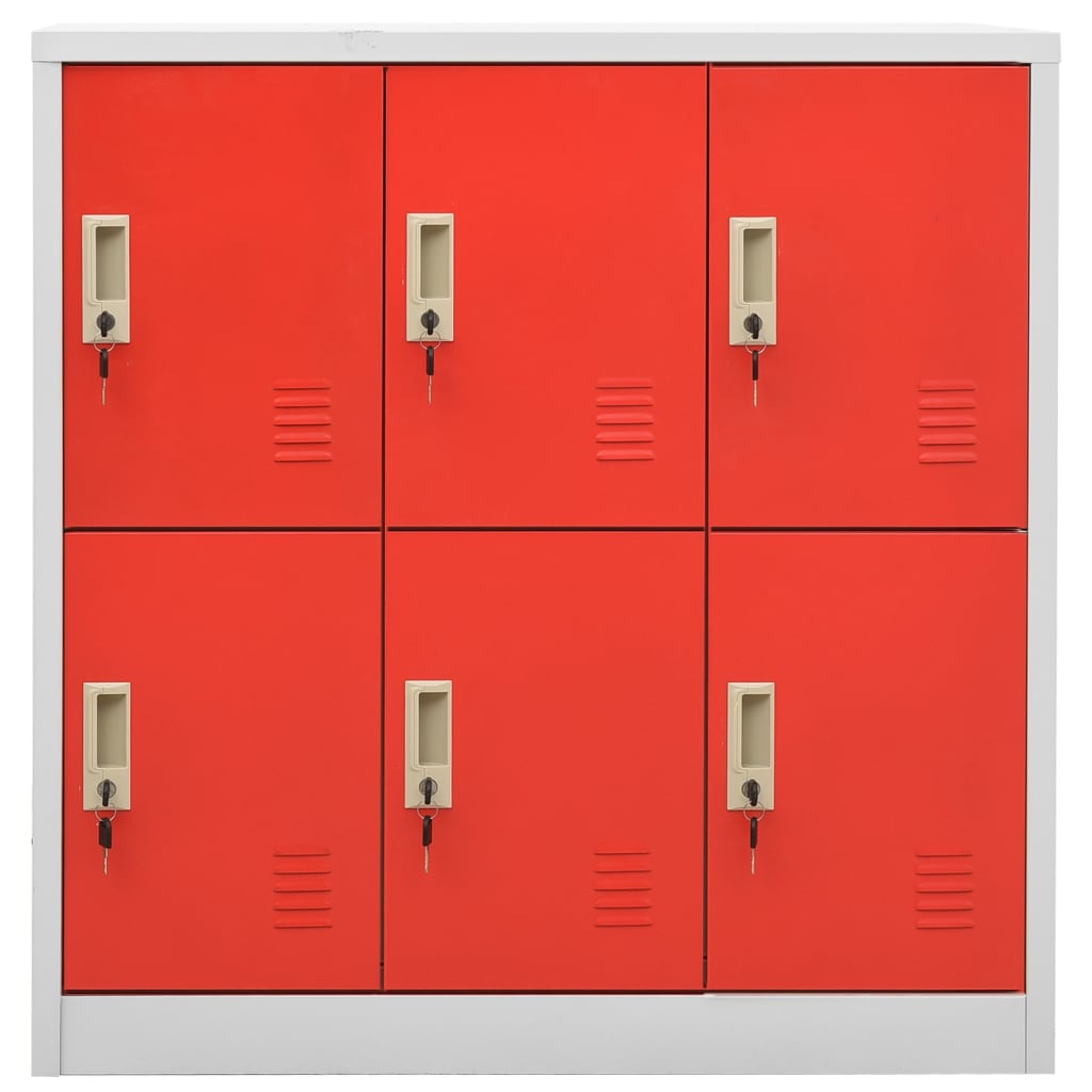 vidaXL Locker Cabinets 5 pcs Light Grey and Red 90x45x92.5 cm Steel