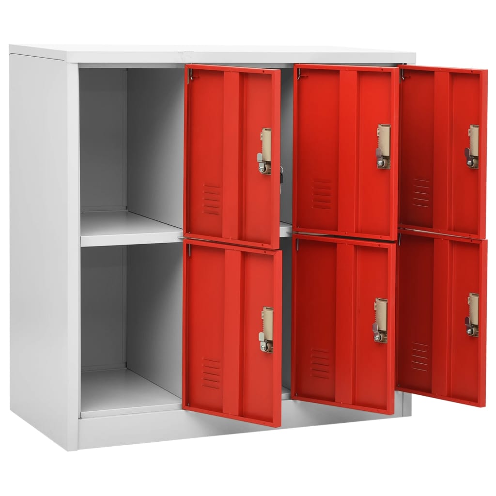 vidaXL Locker Cabinets 5 pcs Light Grey and Red 90x45x92.5 cm Steel