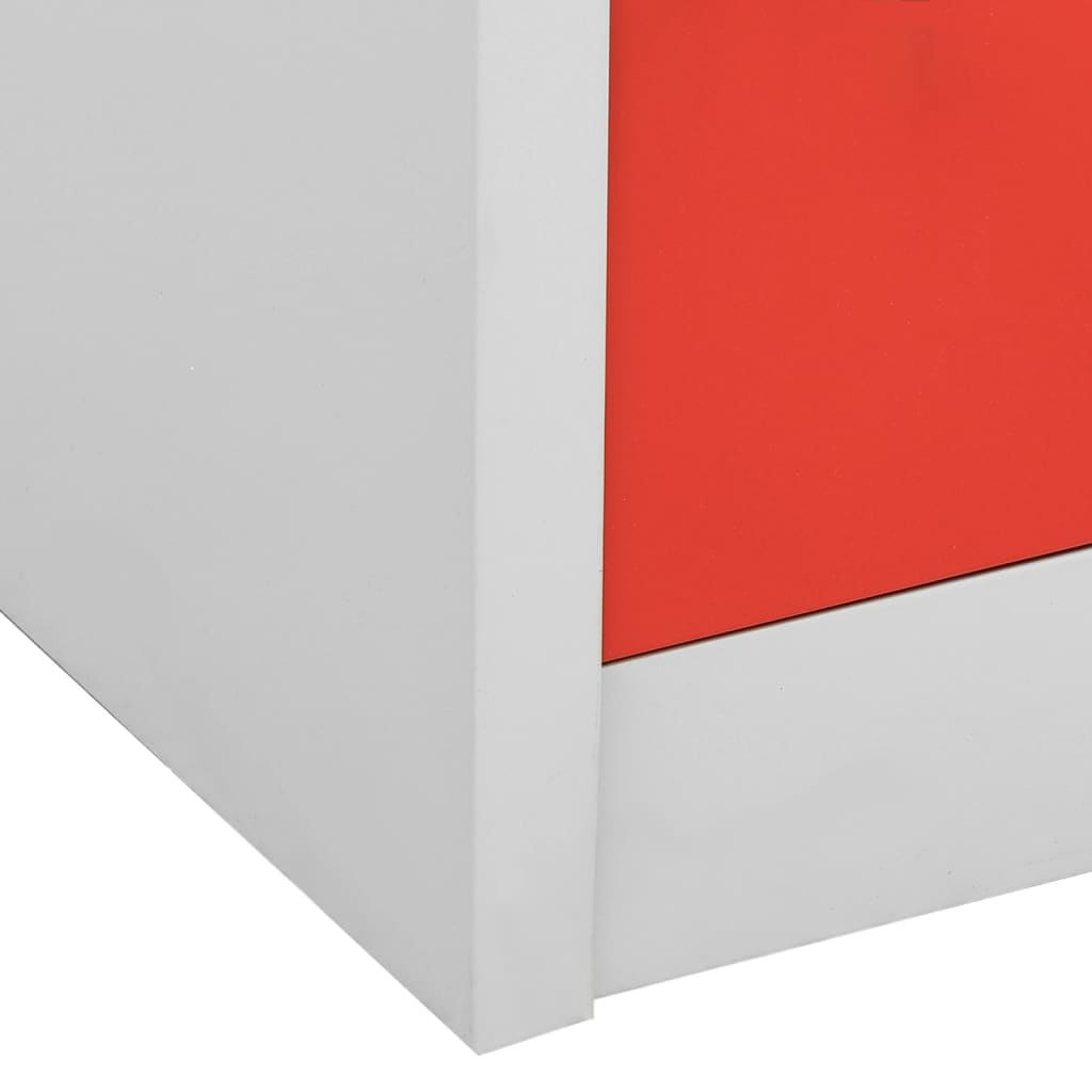 vidaXL Locker Cabinets 5 pcs Light Grey and Red 90x45x92.5 cm Steel