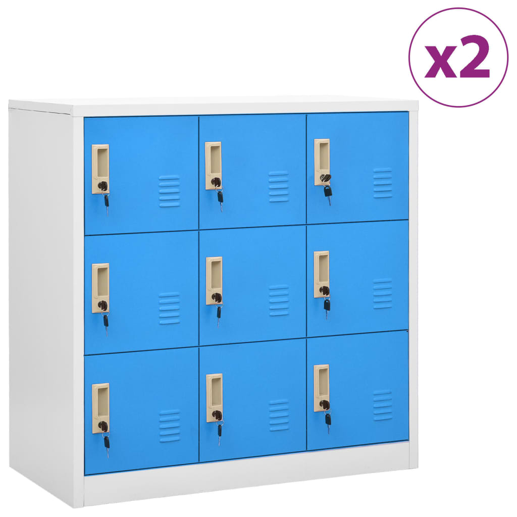 Locker Cabinet | Set of 2 | Light grey and blue | Steel | Medium