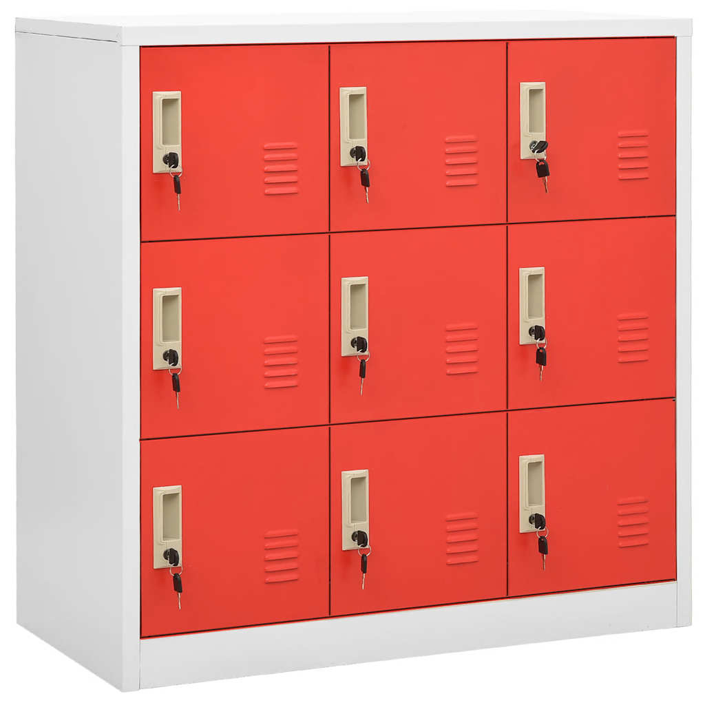 Locker Cabinets 2 pcs Light Grey and Red 90x45x92.5 cm Steel