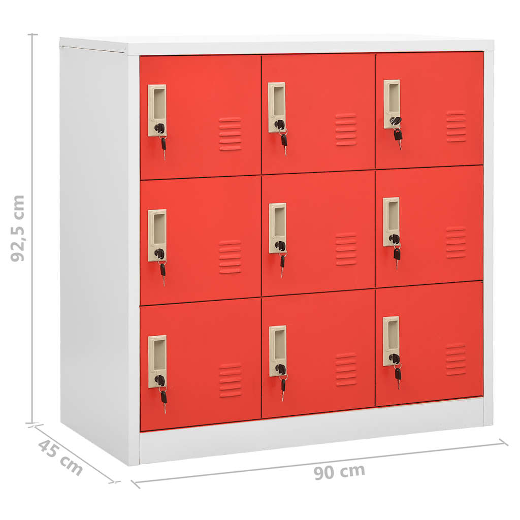 Locker Cabinets 2 pcs Light Grey and Red 90x45x92.5 cm Steel