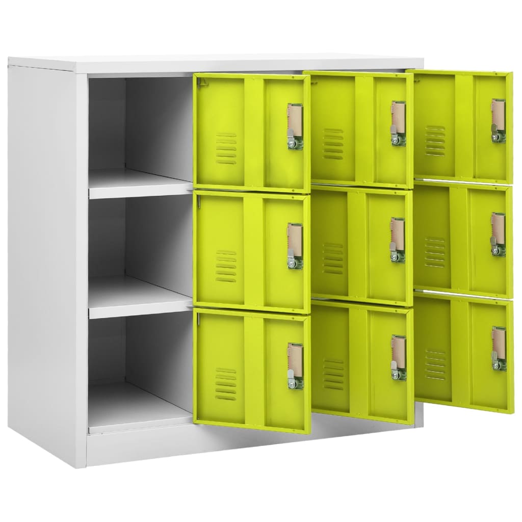 Locker Cabinets 2 pcs Light Grey and Green 90x45x92.5 cm Steel