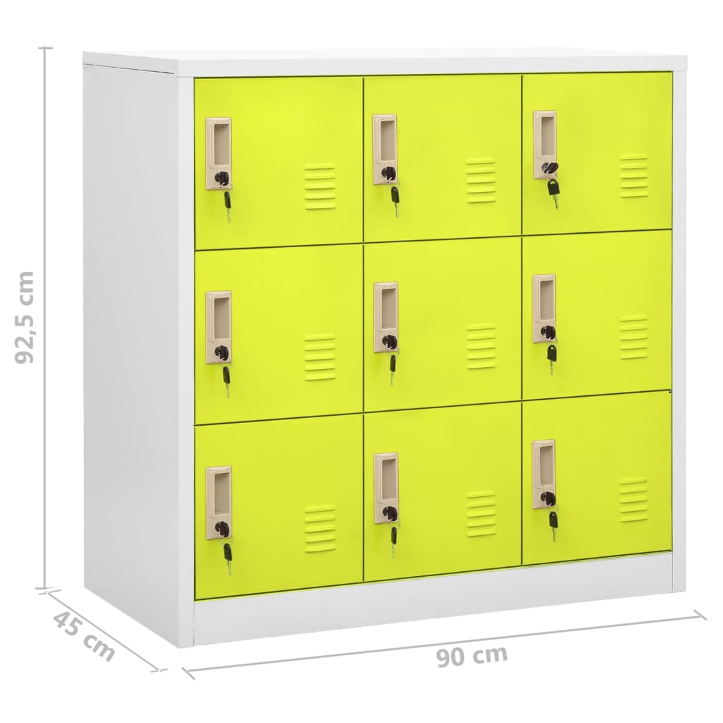 Locker Cabinets 2 pcs Light Grey and Green 90x45x92.5 cm Steel