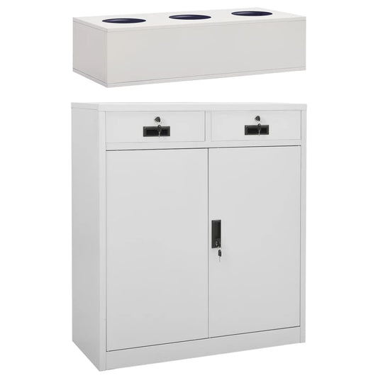 vidaXL Office Cabinet with Planter Box Light Grey 90x40x125 cm Steel