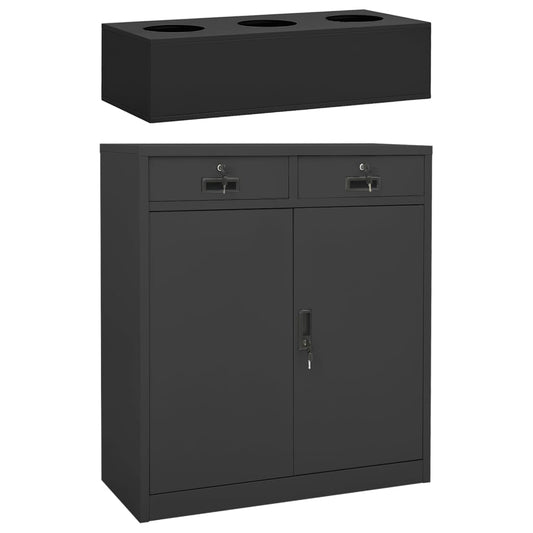 vidaXL Office Cabinet with Planter Box Anthracite 90x40x125 cm Steel