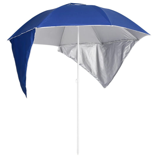 vidaXL Beach Parasol with Side Walls Blue 215 cm