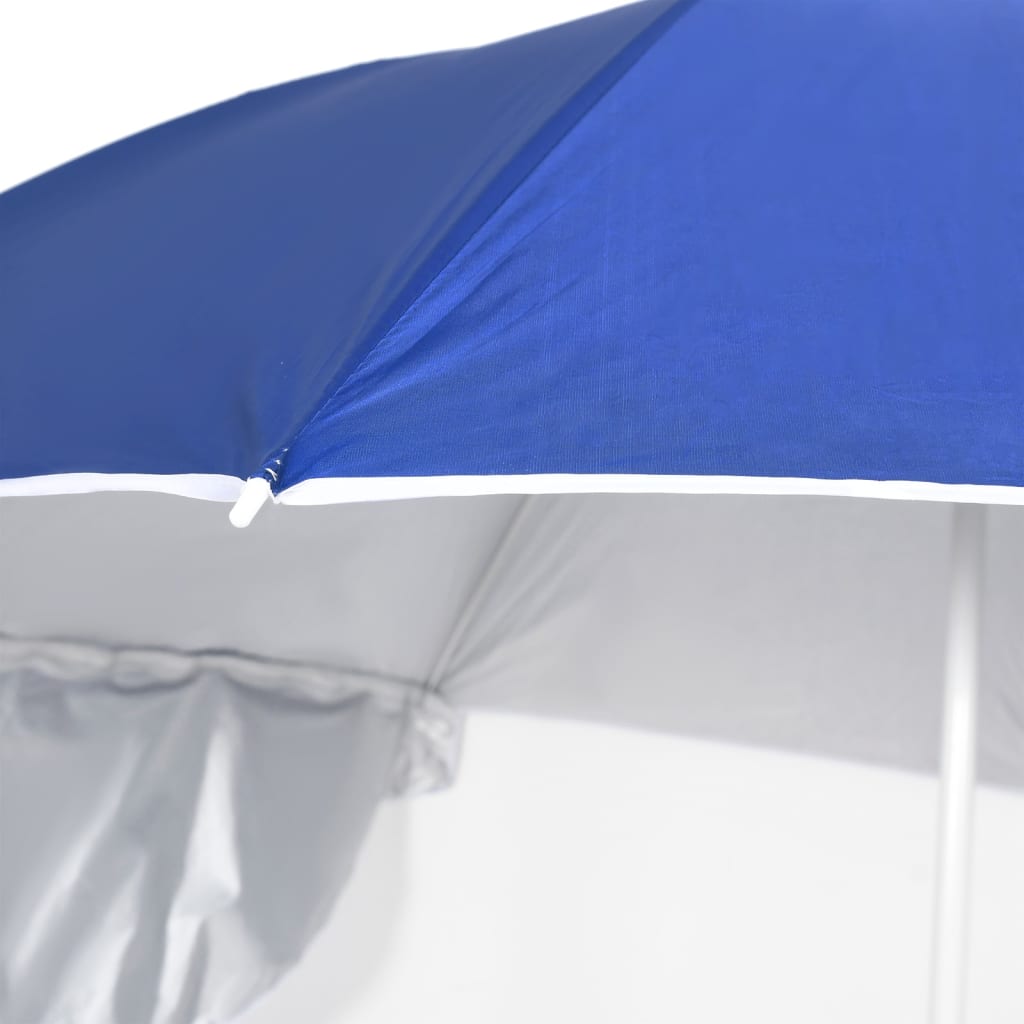 vidaXL Beach Parasol with Side Walls Blue 215 cm