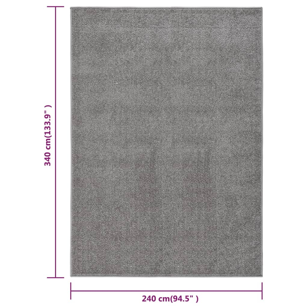 vidaXL Rug Short Pile 240x340 cm Grey