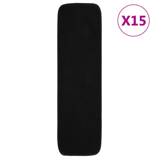 Stair Mat | Set of 15 | Black | 100% Polypropylene | 20 x 75 cm