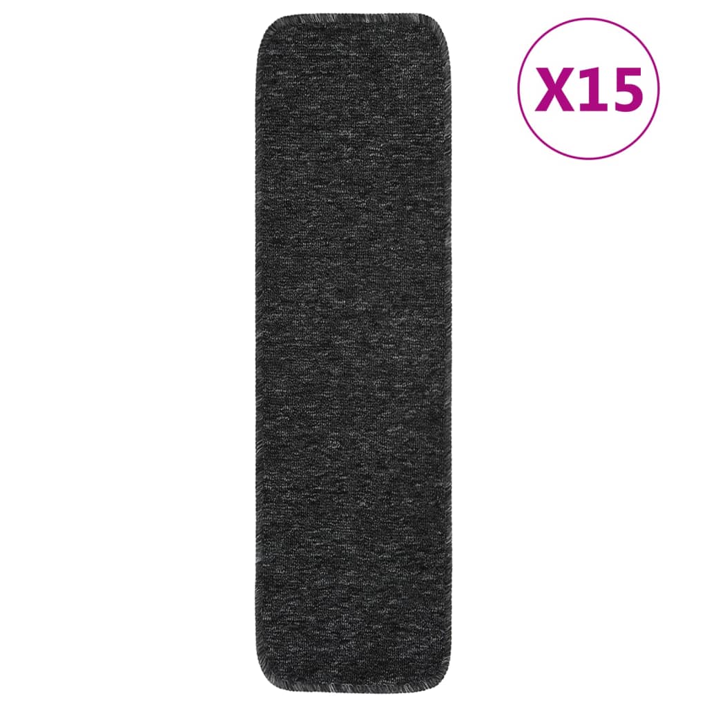 Anti Slip Stair Mats 15 pcs 75x20 cm Anthracite Rectangular