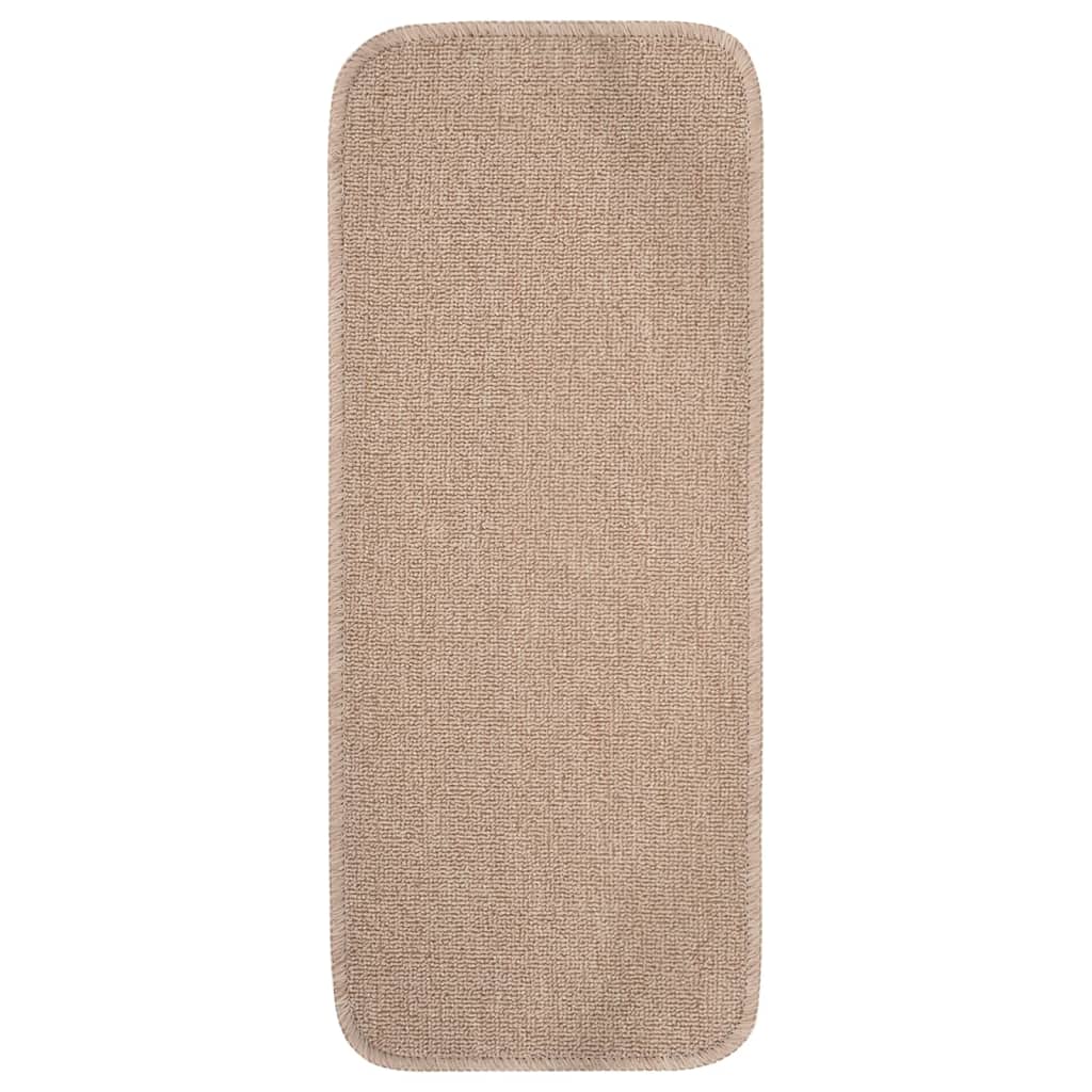 Anti Slip Stair Mats 15 pcs 60x25 cm Beige Rectangular