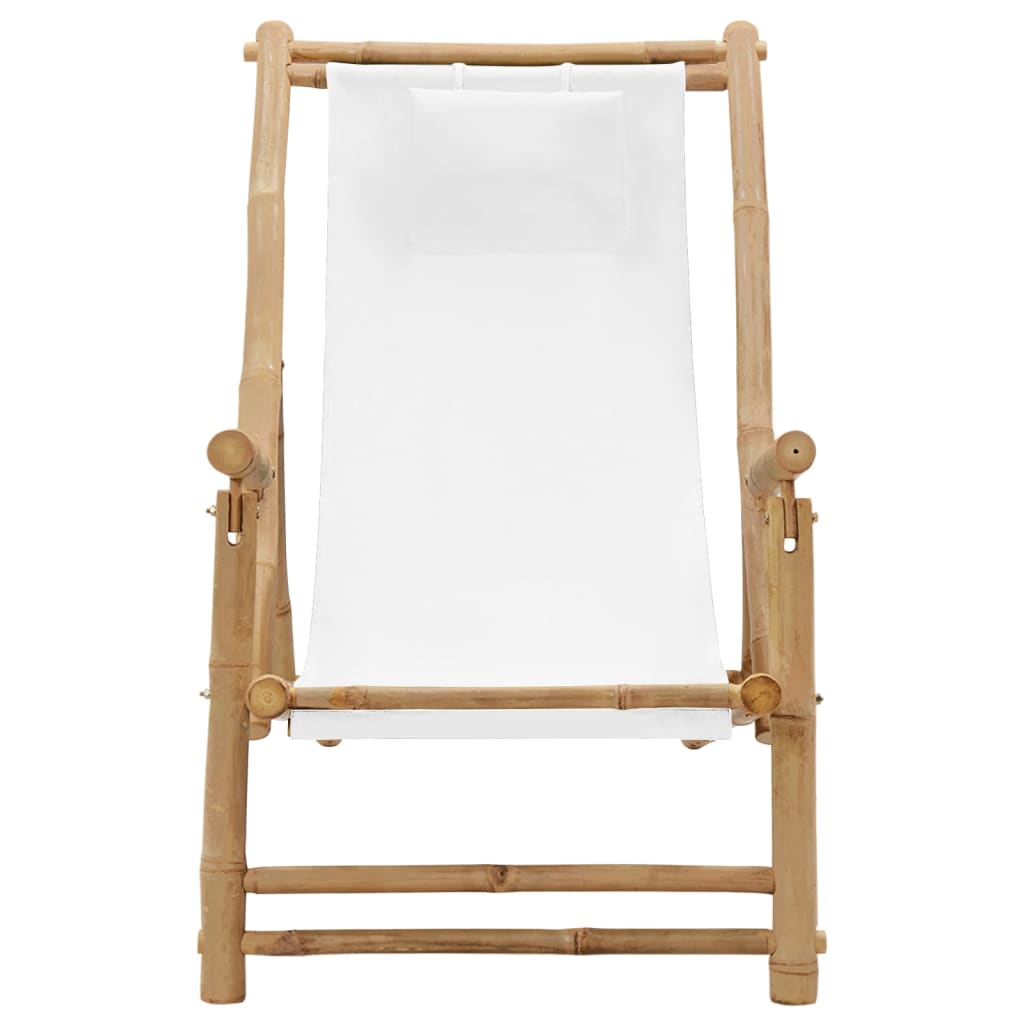 Deck Chair | Cream White | Bamboo, Canvas (100% Polyester) | Standard
