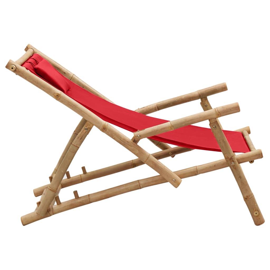 Deck Chair | Red | Bamboo, Canvas (100% polyester) | Standard | Foldable