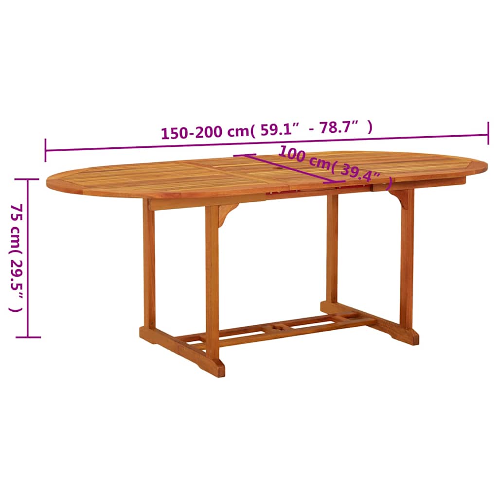 316068 vidaXL Garden Table 200x100x75 cm Solid Wood Eucalyptus