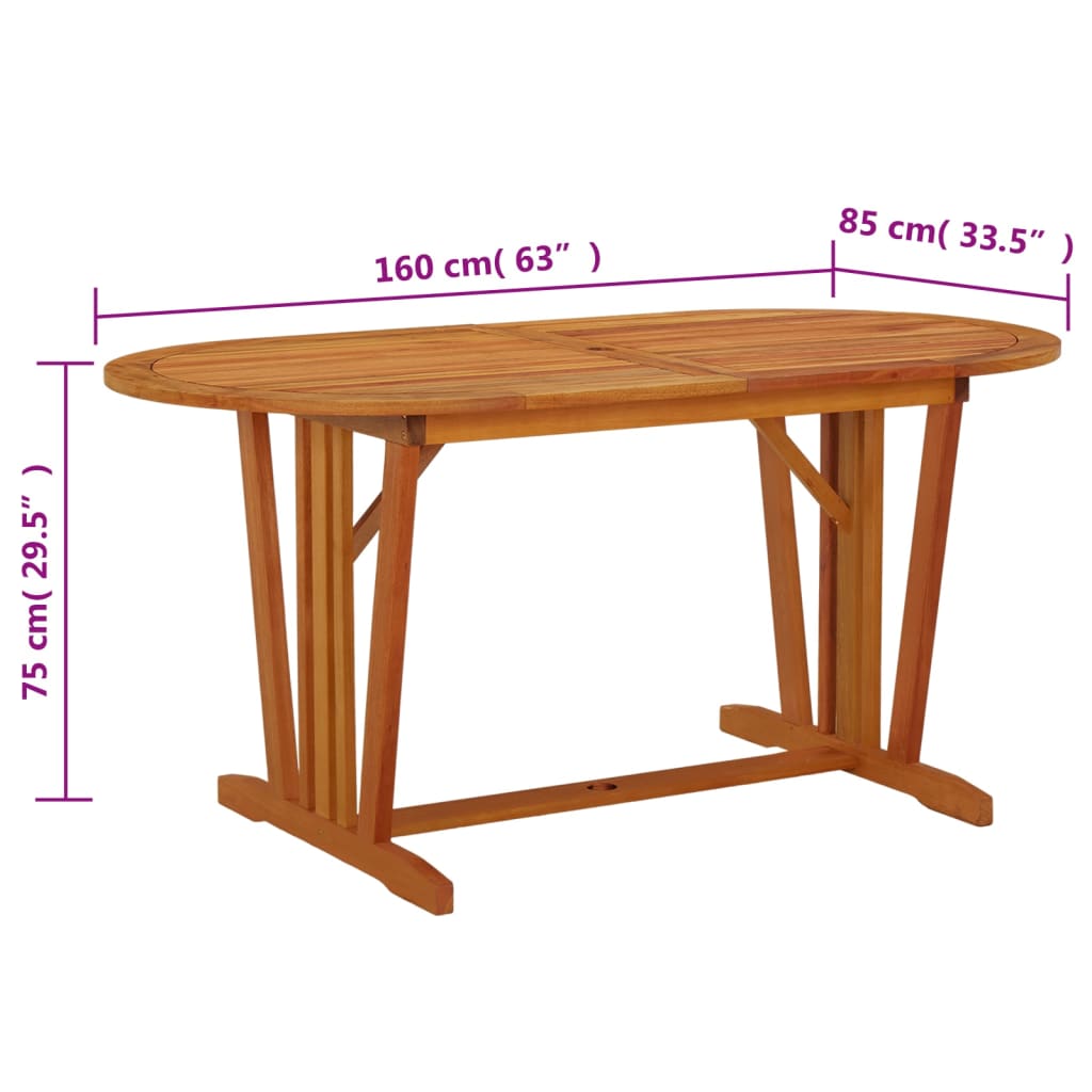 vidaXL Garden Table 160x85x75 cm Solid Wood Eucalyptus