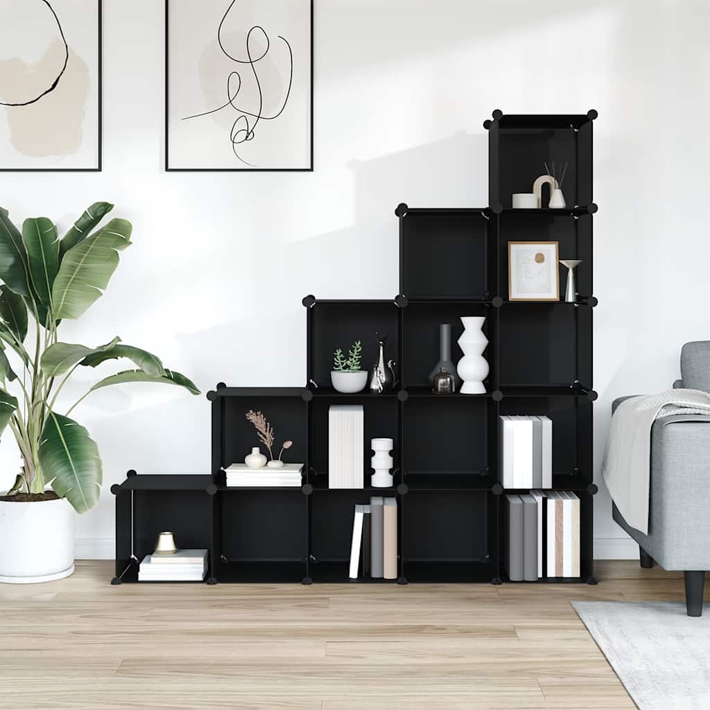Storage Cube Organiser | Black | PP Plastic | 155 x 32 x 153.5 cm