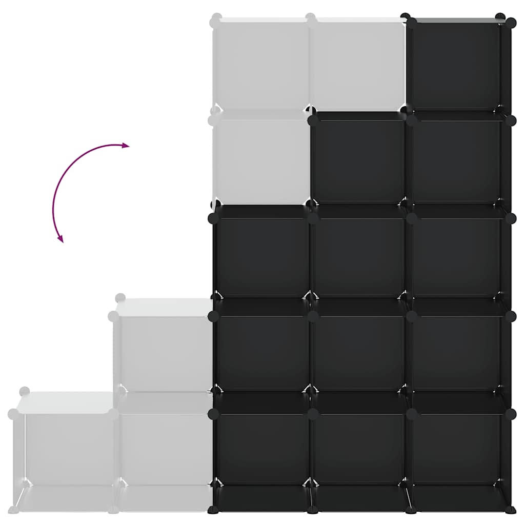 Storage Cube Organiser | Black | PP Plastic | 155 x 32 x 153.5 cm