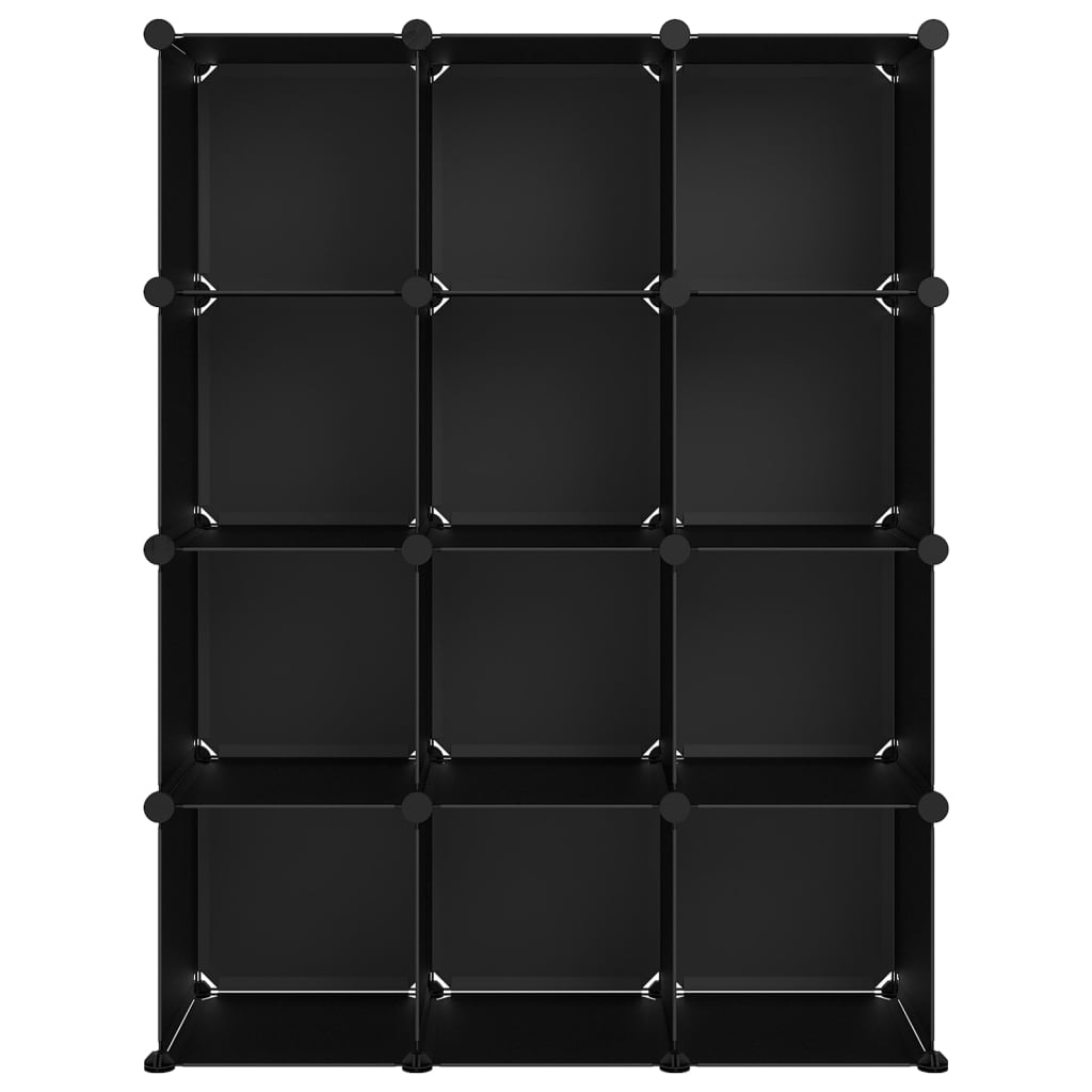 vidaXL Storage Cube Organiser with 12 Cubes Black PP