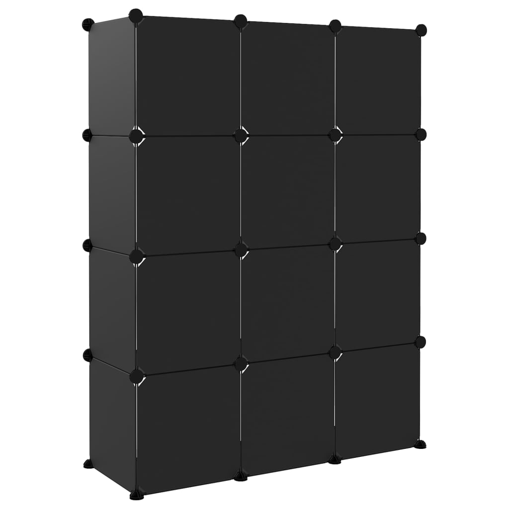 vidaXL Storage Cube Organiser with 12 Cubes Black PP