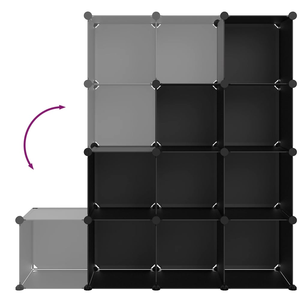 vidaXL Storage Cube Organiser with 12 Cubes Black PP