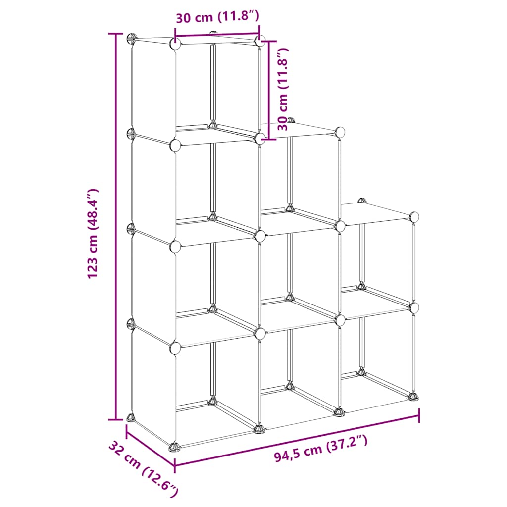 Storage Cube Organiser | Black | PP Plastic, Steel | Medium | Lightweight