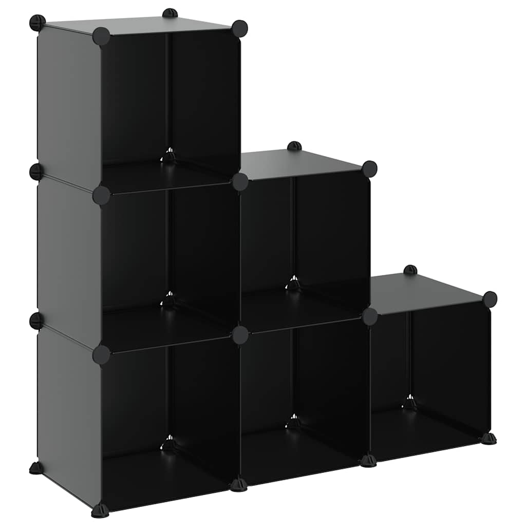 Storage Cube Organiser | Black | PP Plastic, Steel | Medium | Stackable