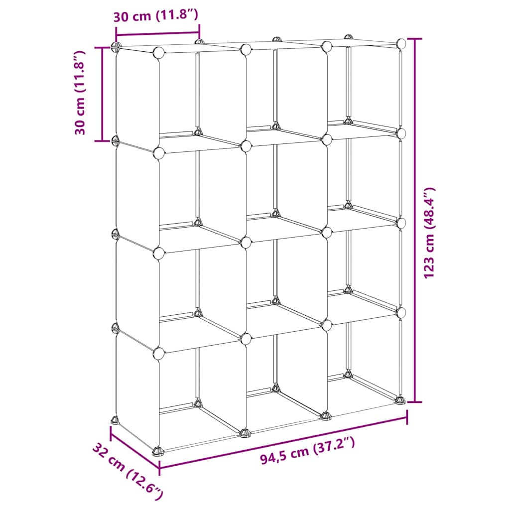 Storage Cube Organiser | Transparent | PP Plastic, Steel | Large