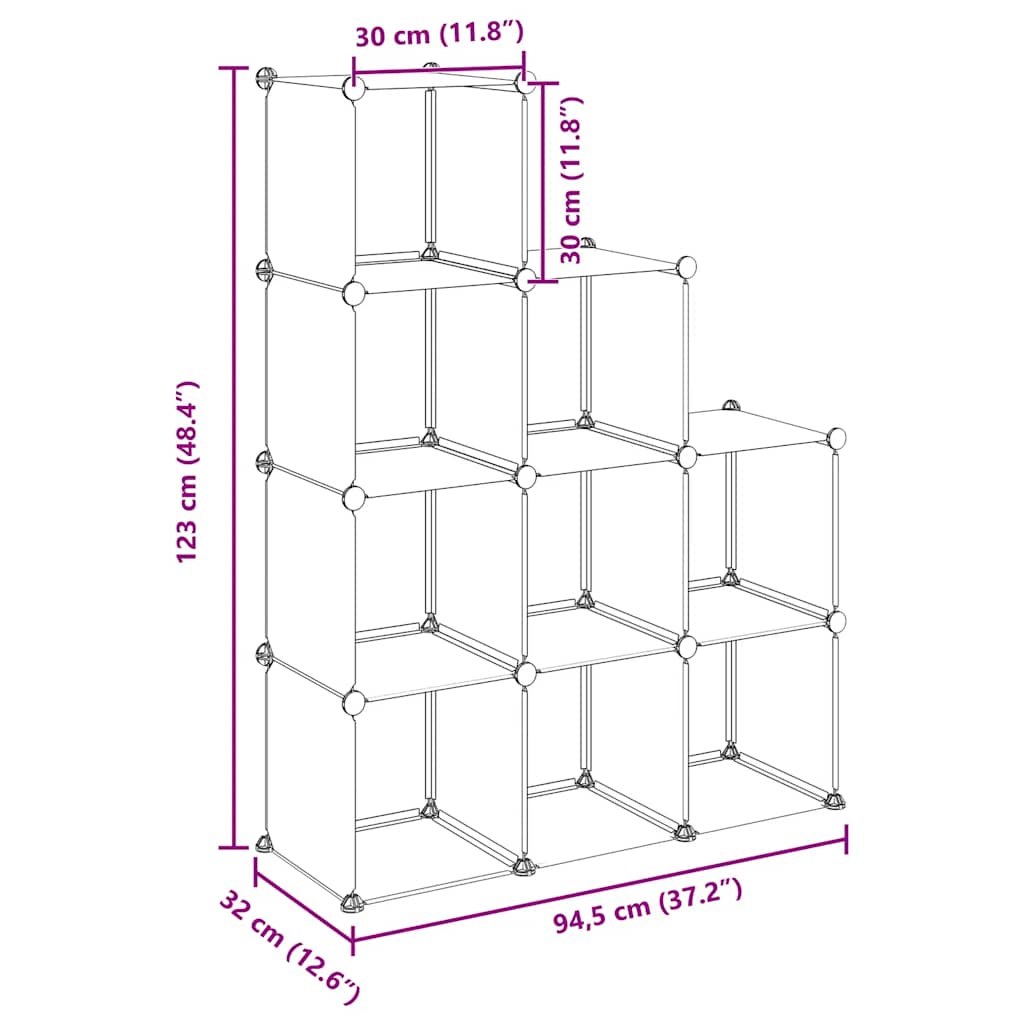 Storage Cube Organiser with 9 Cubes Transparent PP