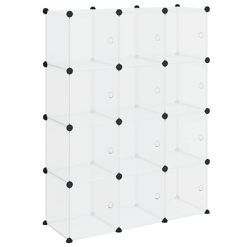 Storage Cube Organiser with 12 Cubes and Doors Transparent PP