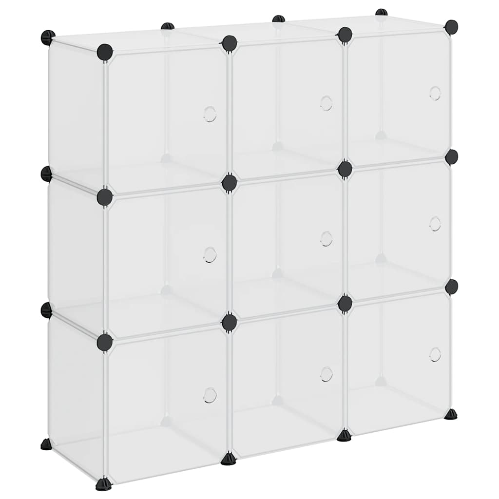 Storage Cube Organiser with 9 Cubes and Doors Transparent PP