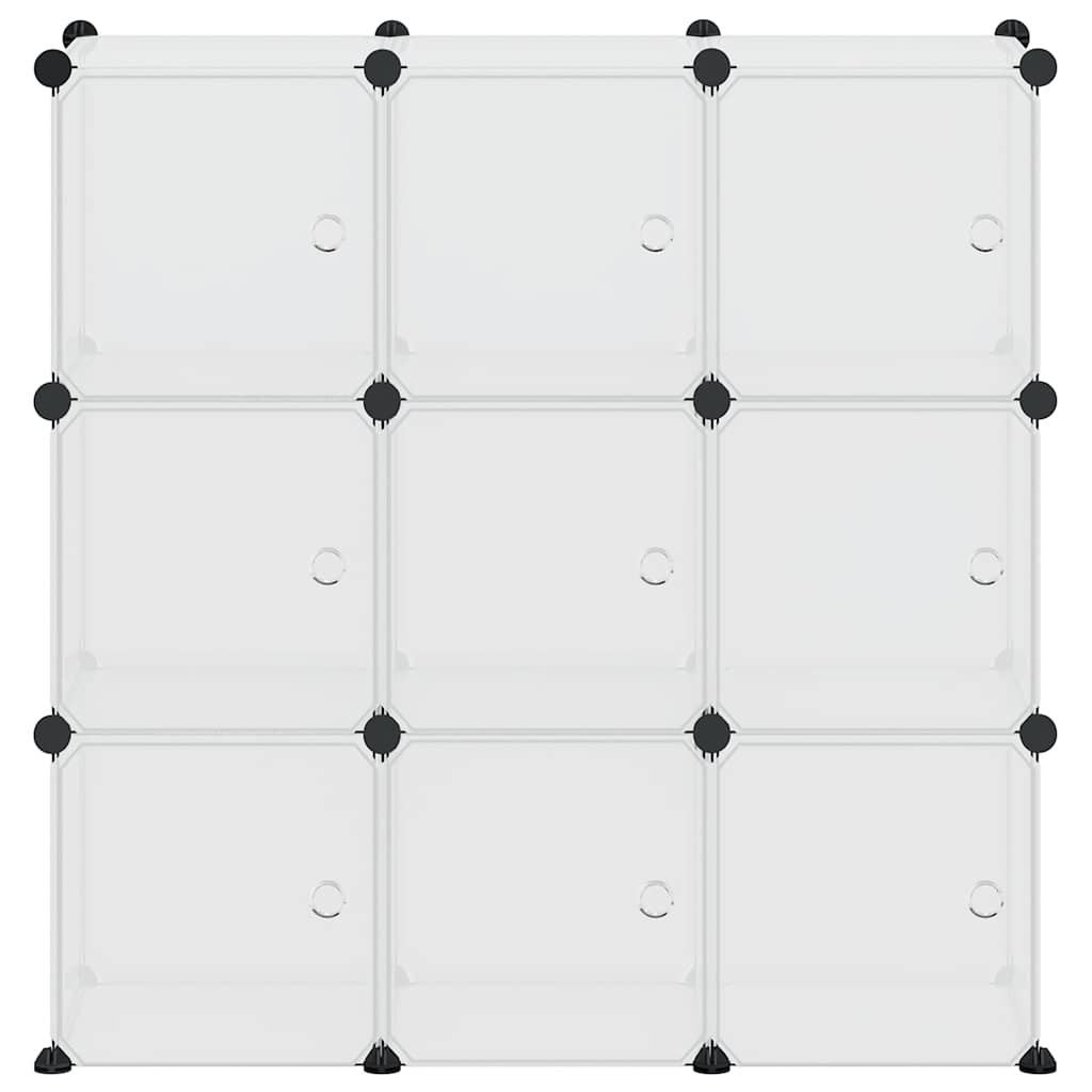 Storage Cube Organiser with 9 Cubes and Doors Transparent PP