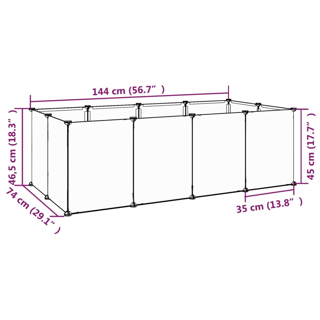 vidaXL Small Animal Cage Transparent 144x74x46.5 cm PP and Steel