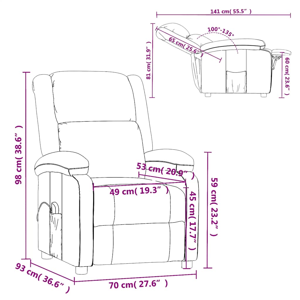 Massage Chair Dark Grey Fabric