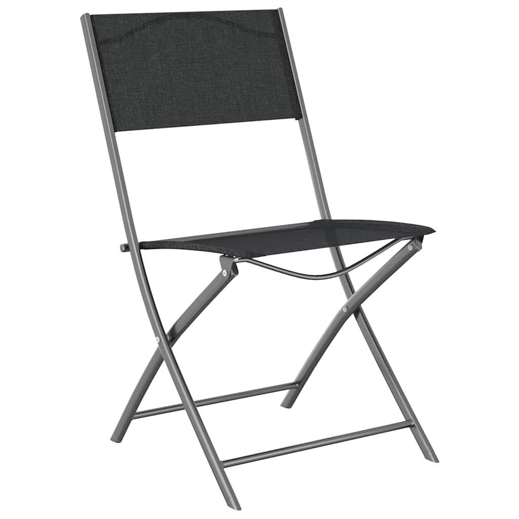 Folding Chairs 2 pcs Black Steel and Textilene