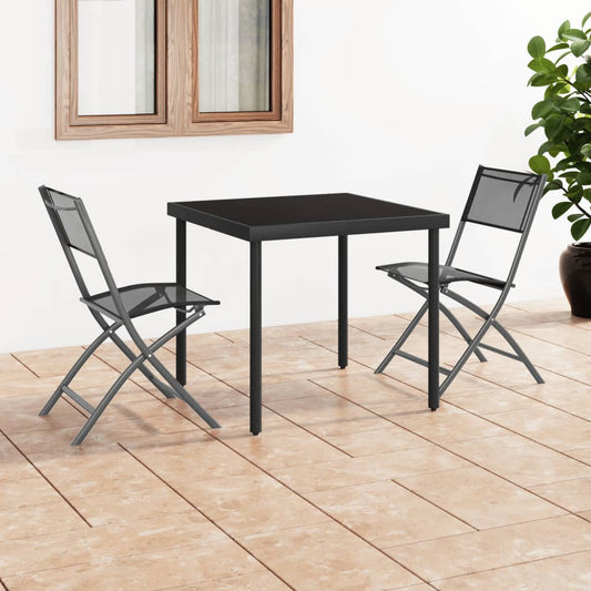 Chaises d'extérieur pliantes 2 pcs Acier noir et textilène