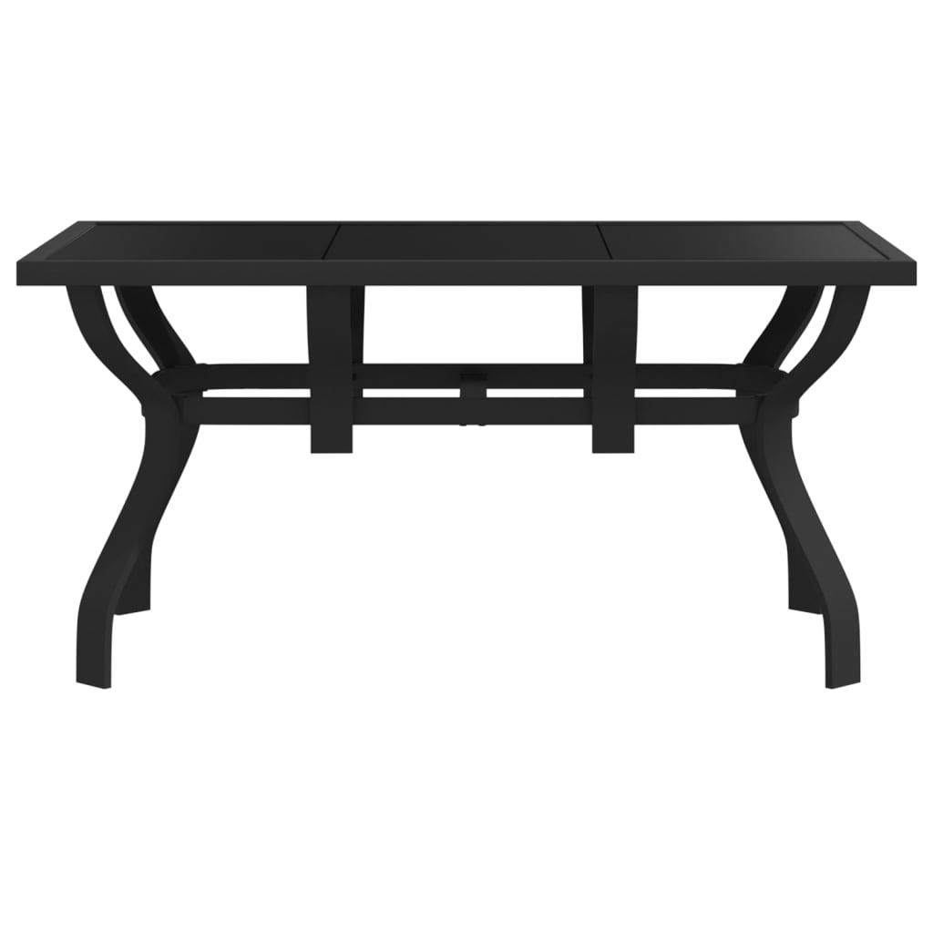 vidaXL Garden Table Black 140x70x70 cm Steel and Glass