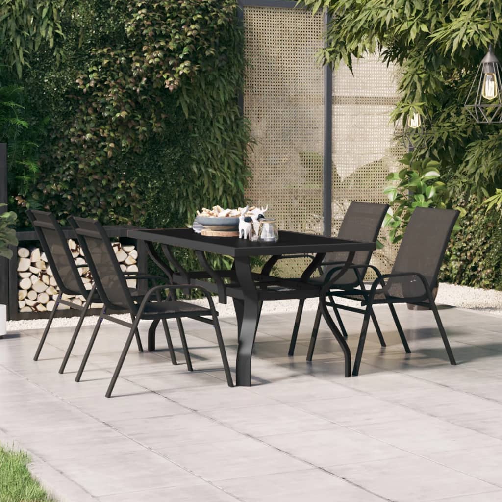 vidaXL Garden Table Black 140x70x70 cm Steel and Glass