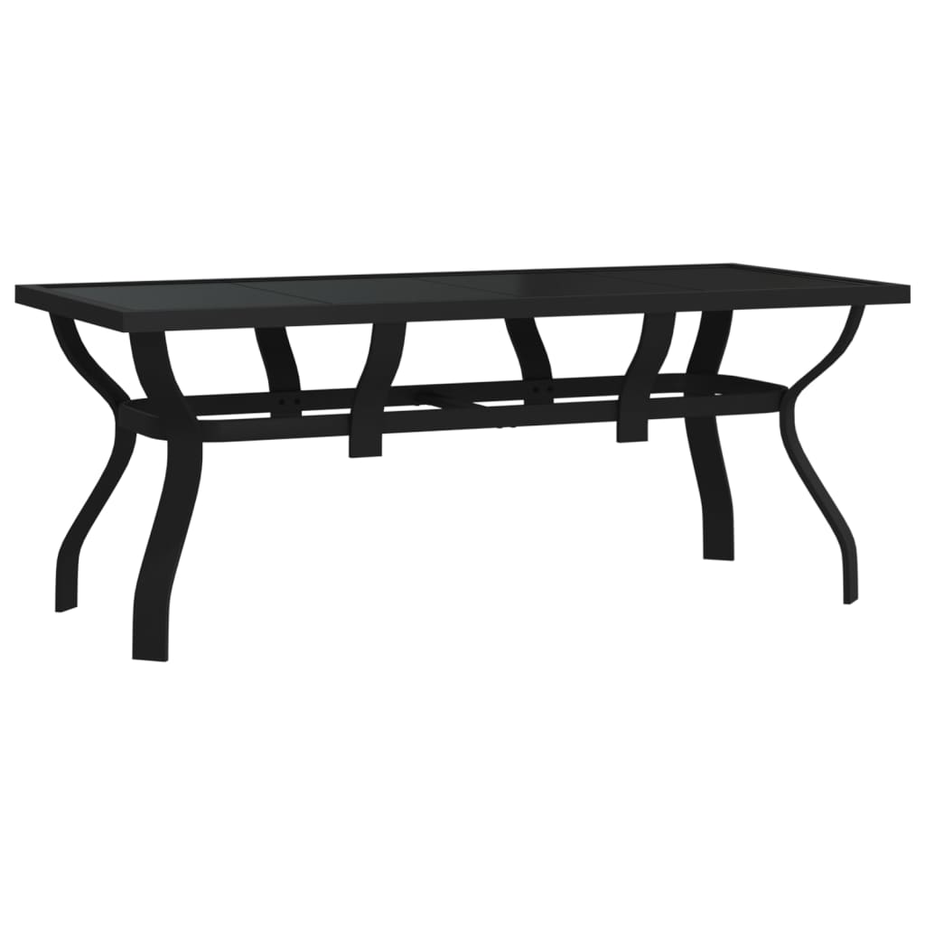 vidaXL Garden Table Black 180x80x70 cm Steel and Glass