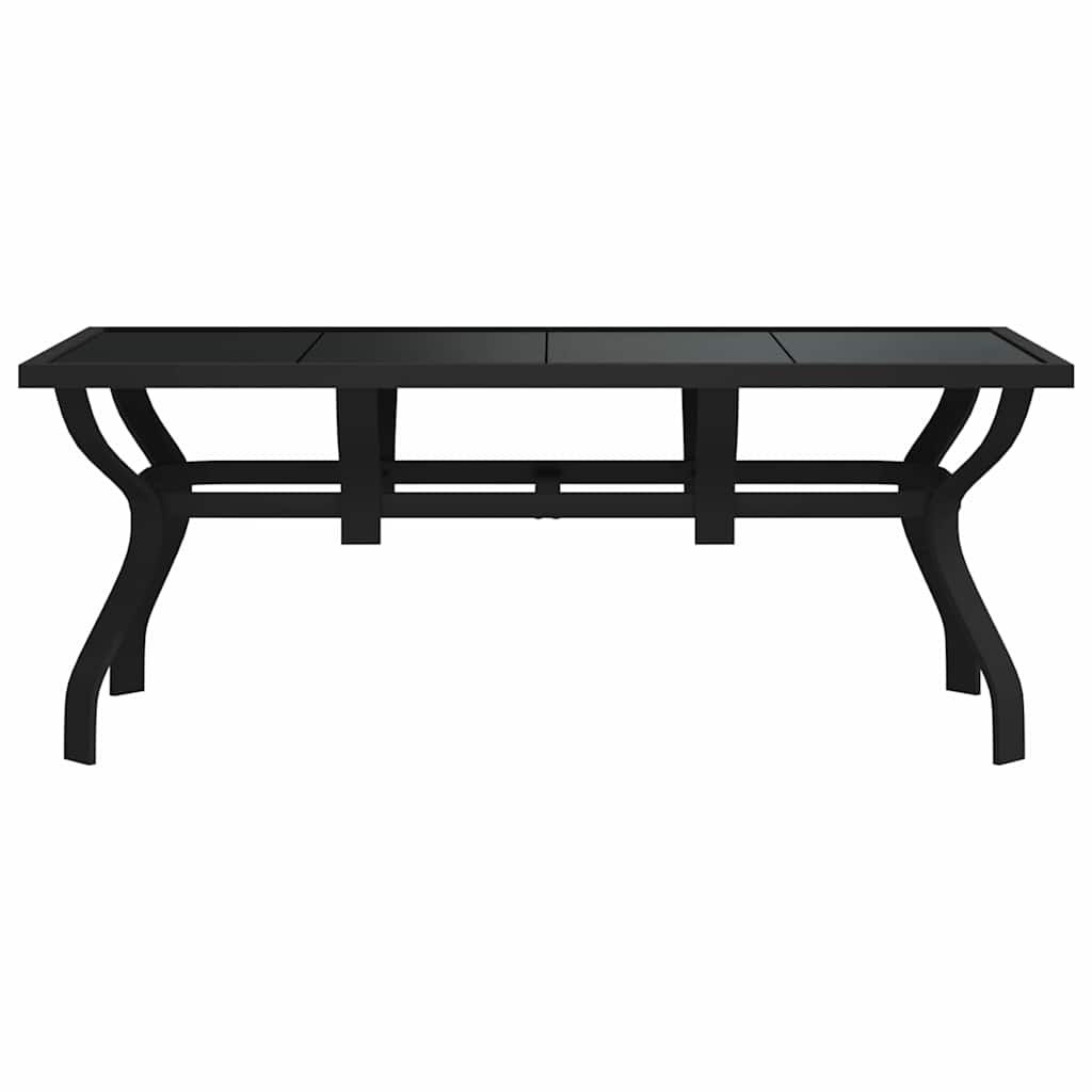 318769 vidaXL Garden Table Black 180x80x70 cm Steel and Glass