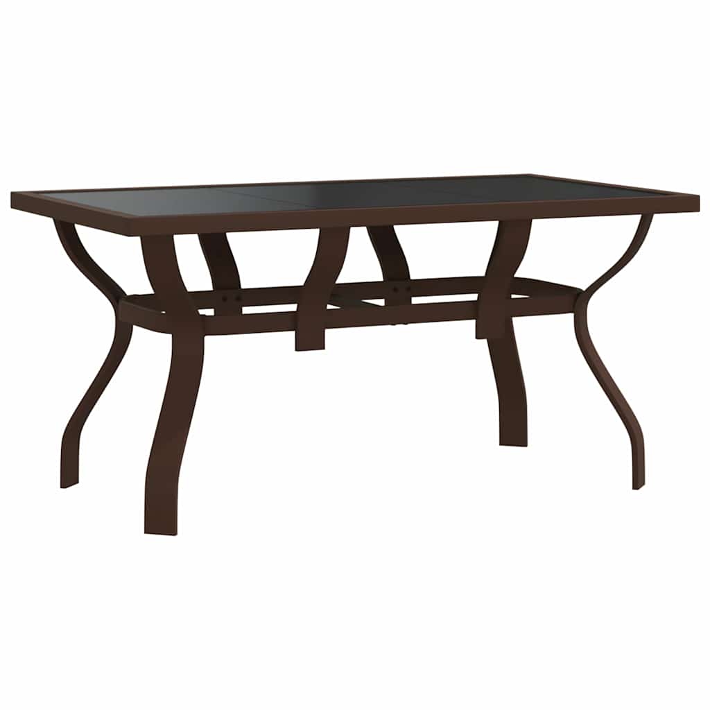 318772 vidaXL Garden Table Brown and Black 140x70x70 cm Steel and Glass