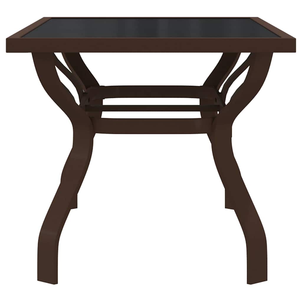 318772 vidaXL Garden Table Brown and Black 140x70x70 cm Steel and Glass