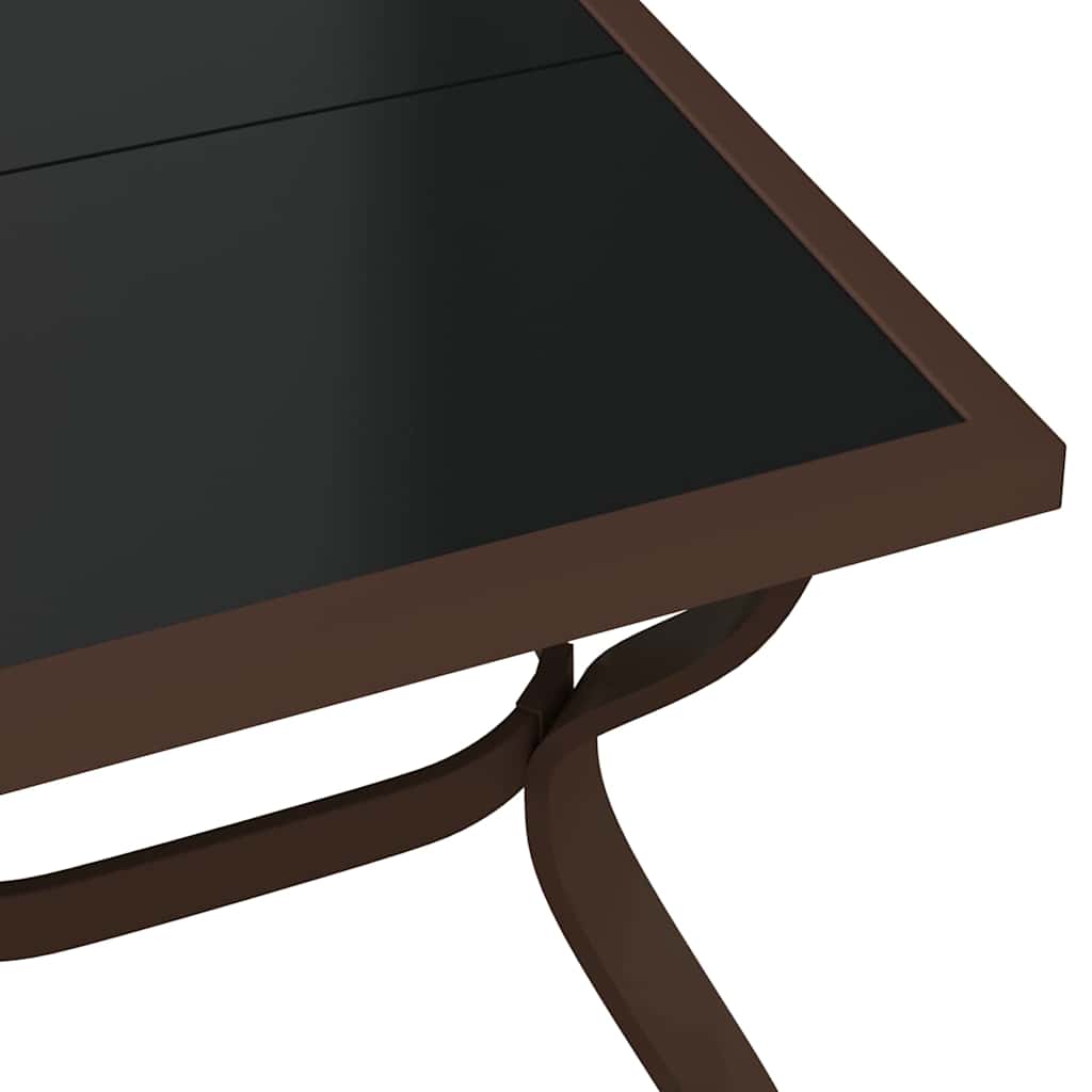 318772 vidaXL Garden Table Brown and Black 140x70x70 cm Steel and Glass