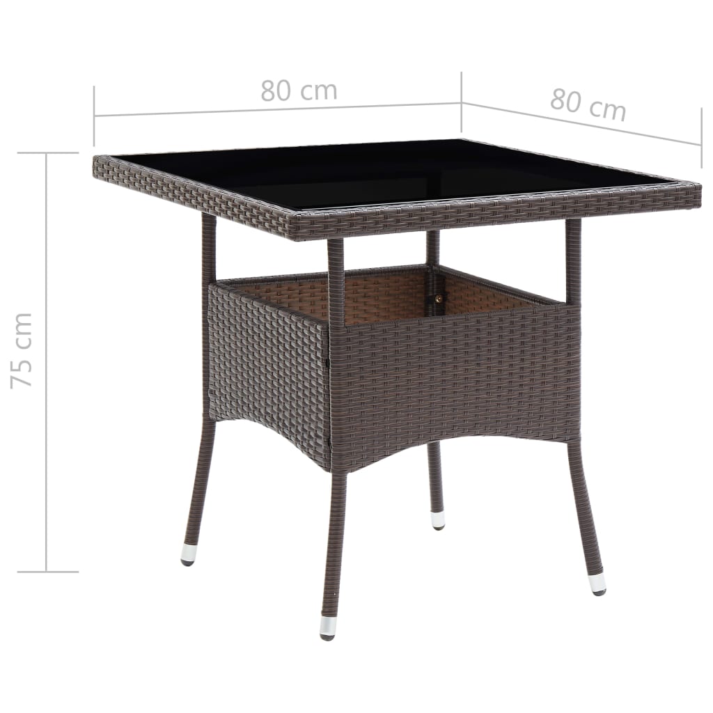 Garden Dining Set | Poly rattan: Brown, Cushion: Cream white