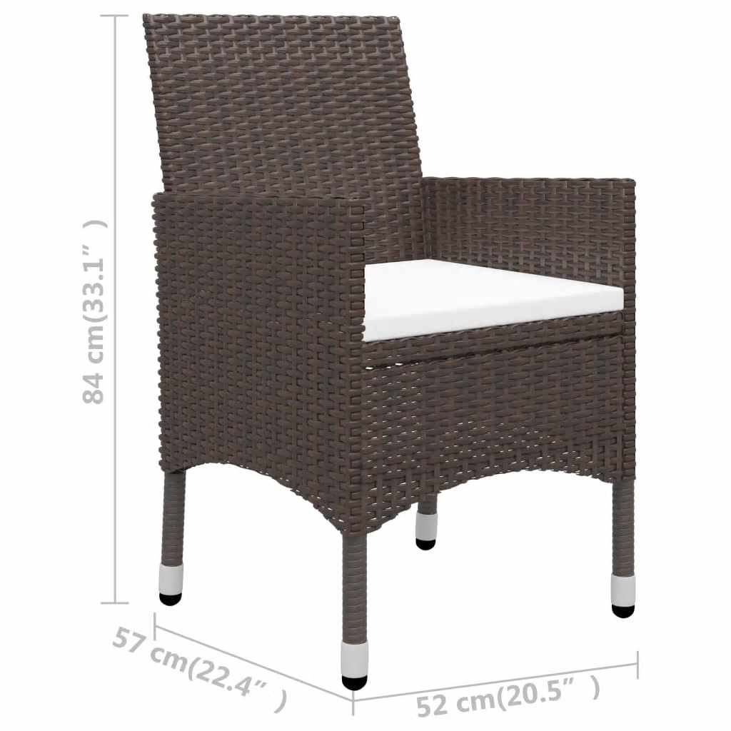 Garden Bistro Set | Brown | Poly rattan | Medium | Removable Covers