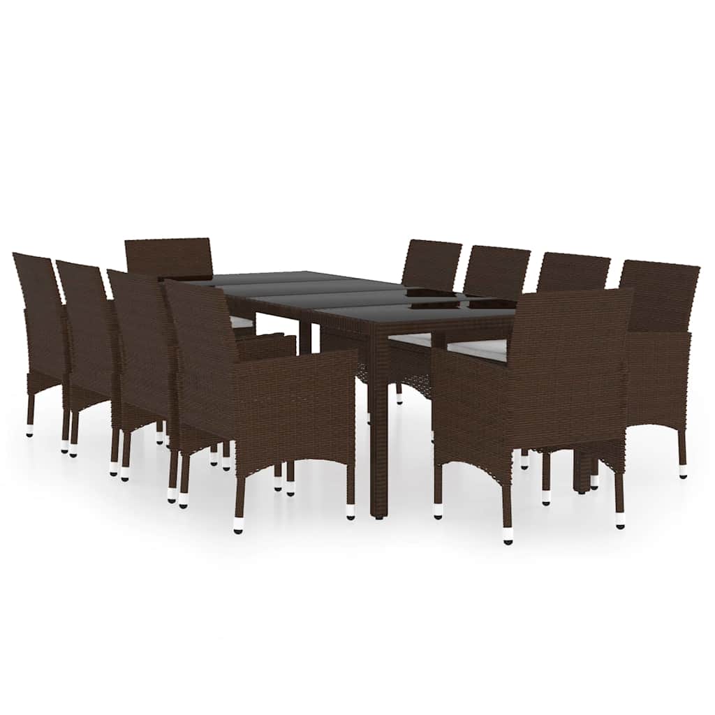 Garden Dining Set | Brown | Poly rattan | Large | Stackable