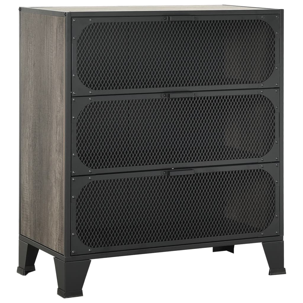 Storage Cabinet | Set of 2 | Grey | Metal, MDF | 72 x 36 x 82 cm