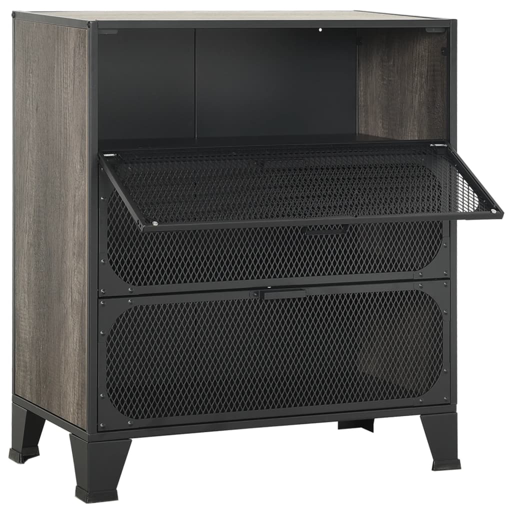 Storage Cabinet | Set of 2 | Grey | Metal, MDF | 72 x 36 x 82 cm